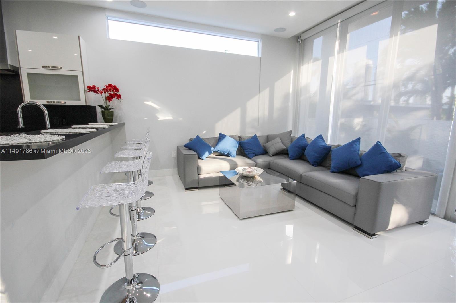 Eat-in counter and family room.