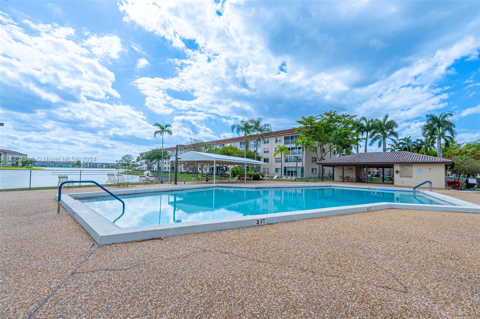 3ft to 6ft Pool Depth- Covered Cabana Area with Tables & Restroom