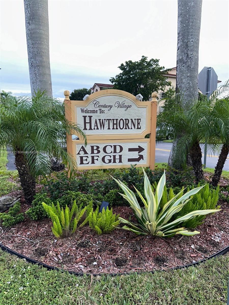 Hawthorne Area Sign- Beautiful Landascaping Throughout