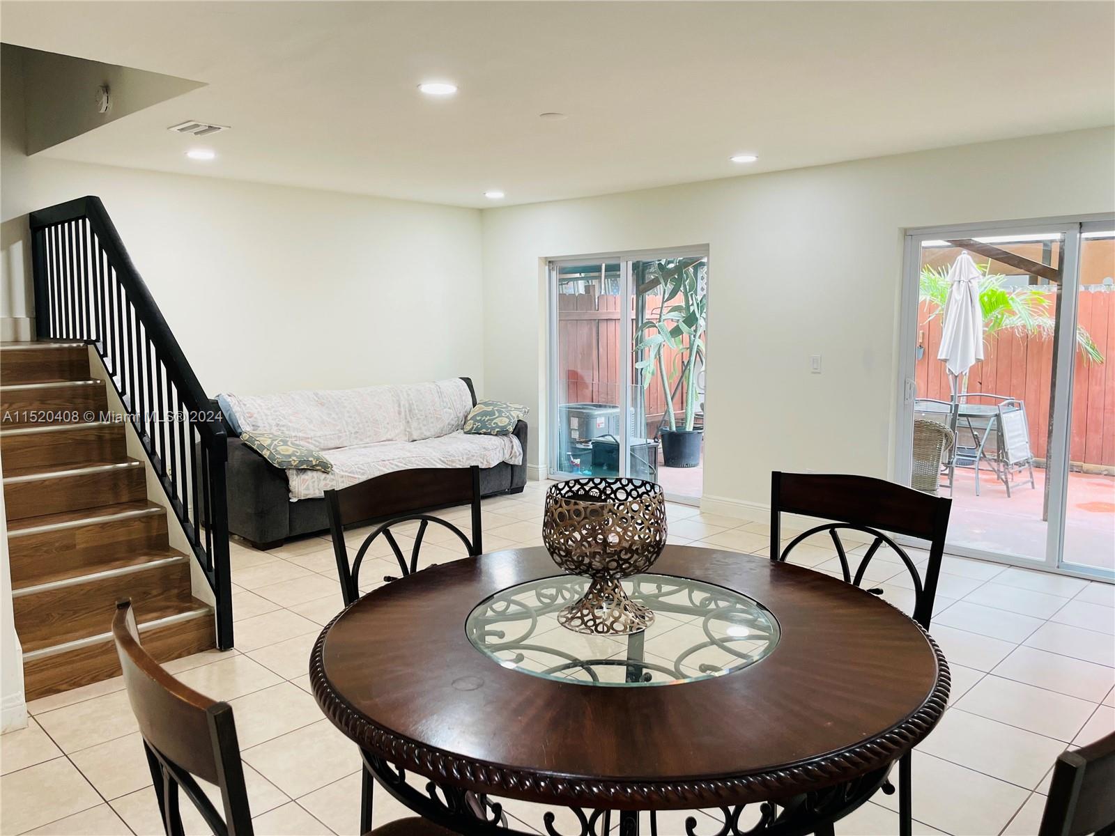 Open concept, shared living room and dining.
