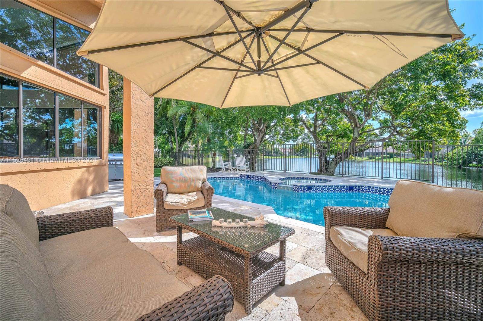 Tranquil lake views and entertainers dream.