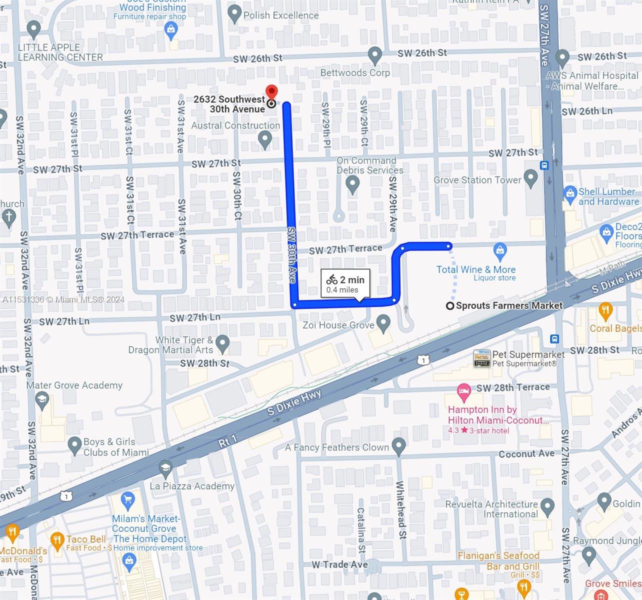 Only a 2 minutes bike ride to Grove Station.