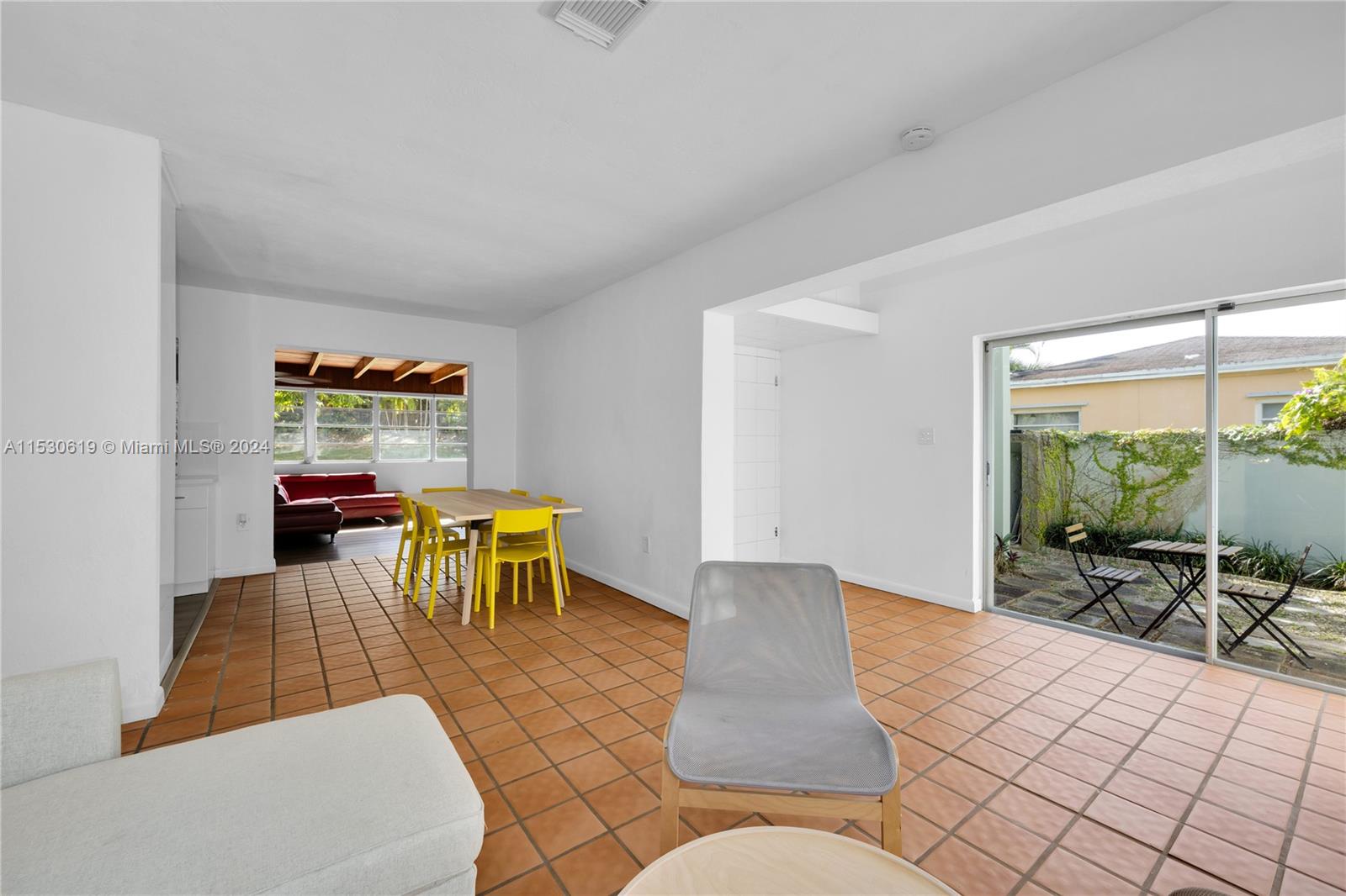 Living Room, Dining Area and Family Room.