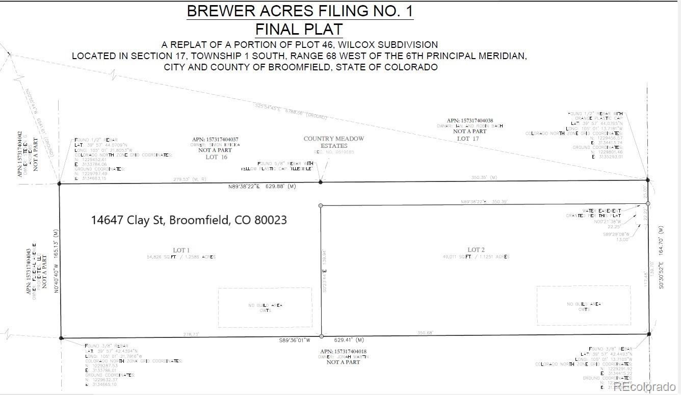 14647 Clay Street, Broomfield, CO 80023, ,Land,For Sale,Clay,REC8800954