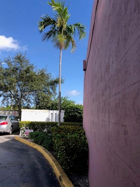Path leading to parking behind building