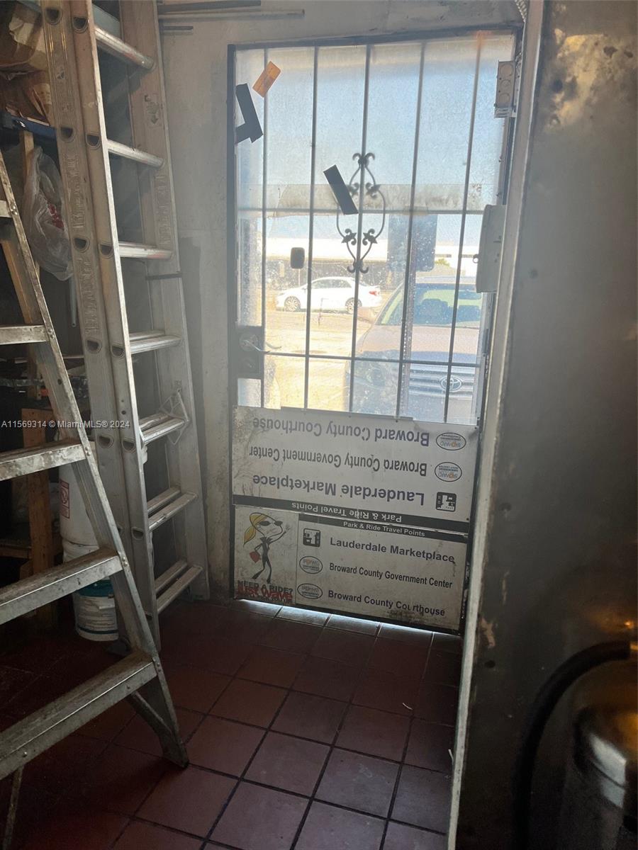 Rear door to parking, deliveries