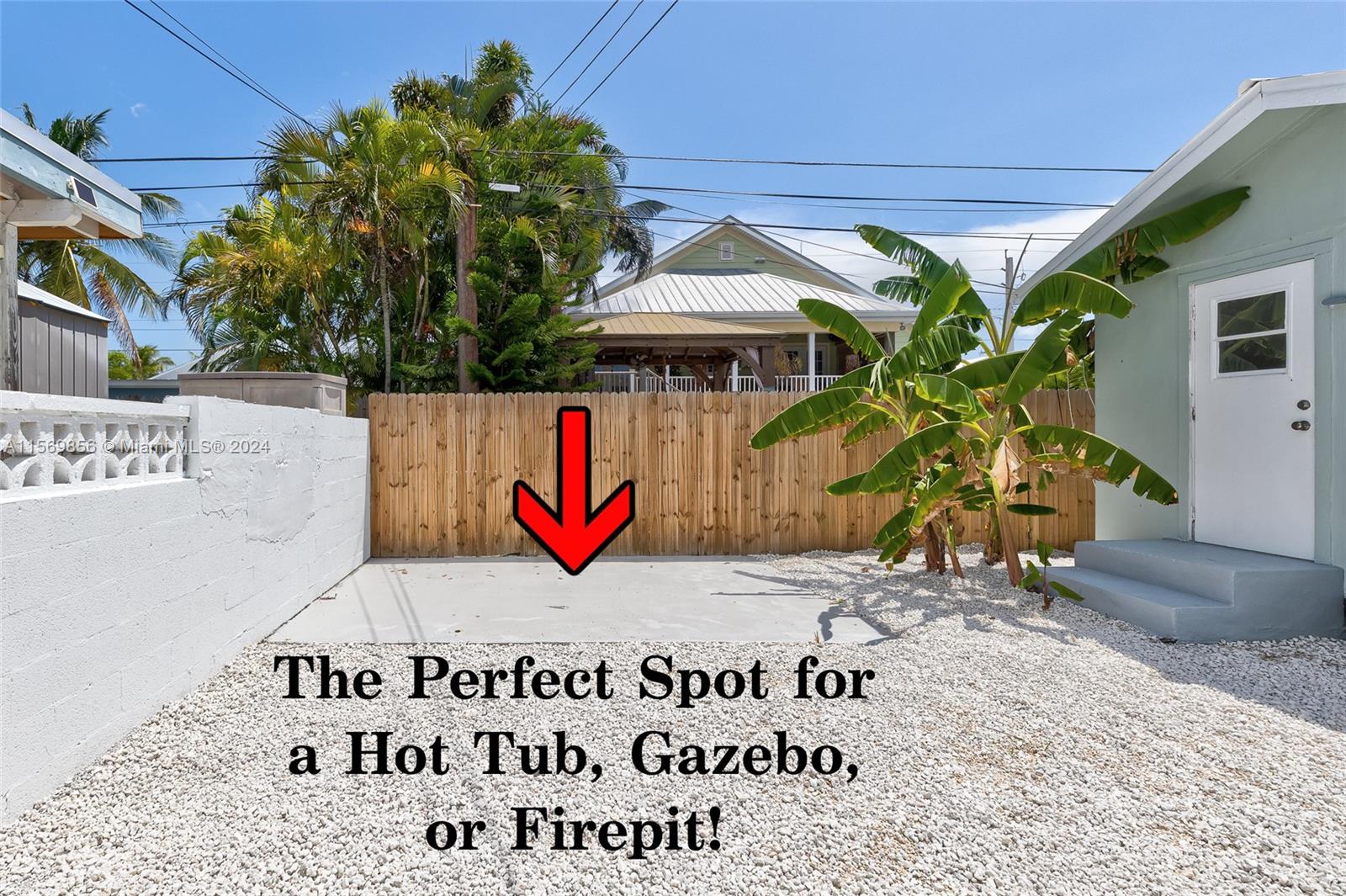 Large yard with Concrete Pad for Hot Tub, Firepit, or Gazebo