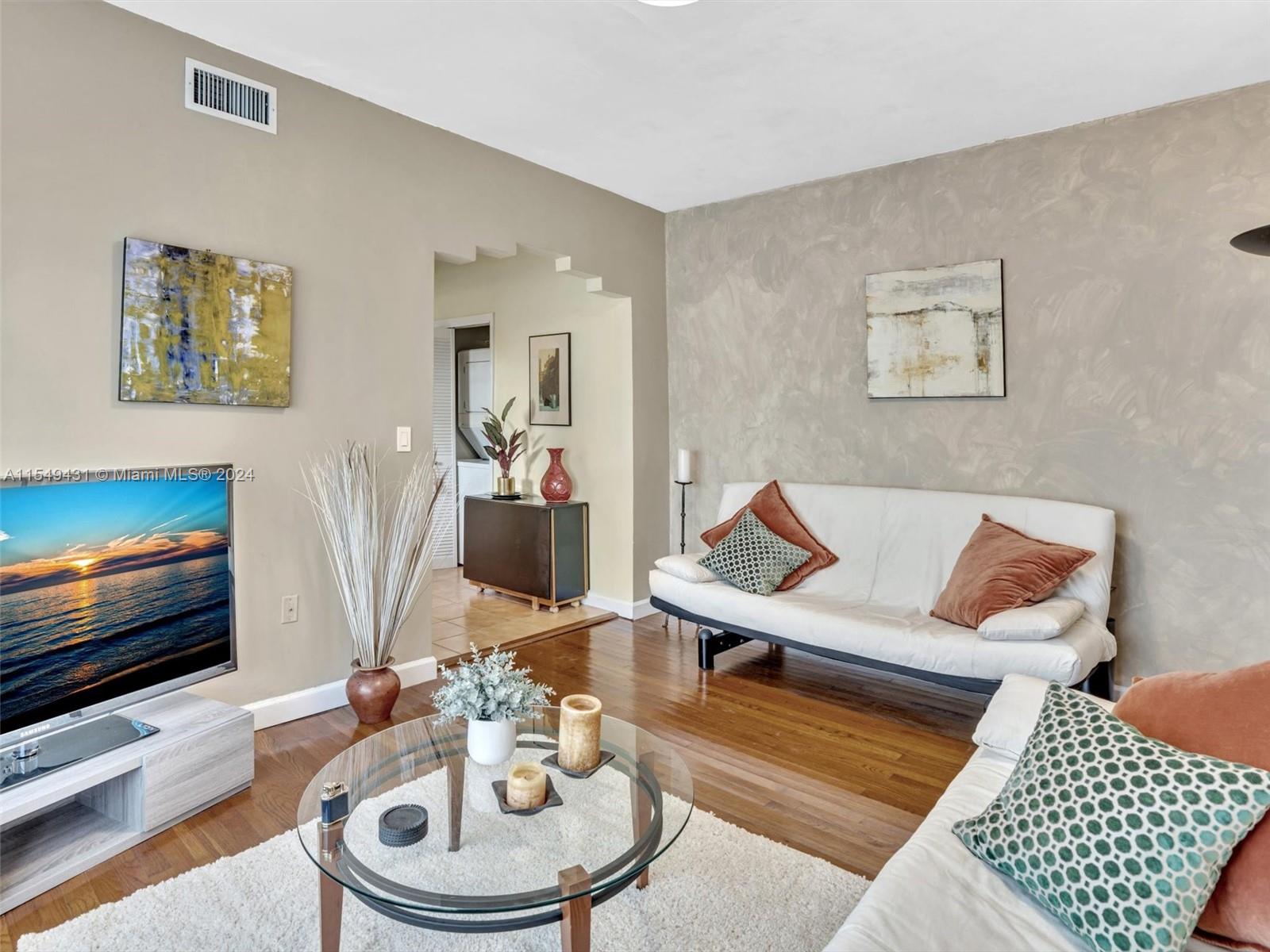 Living room into eating area.