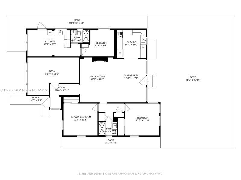 One bedroom apartment on the side.