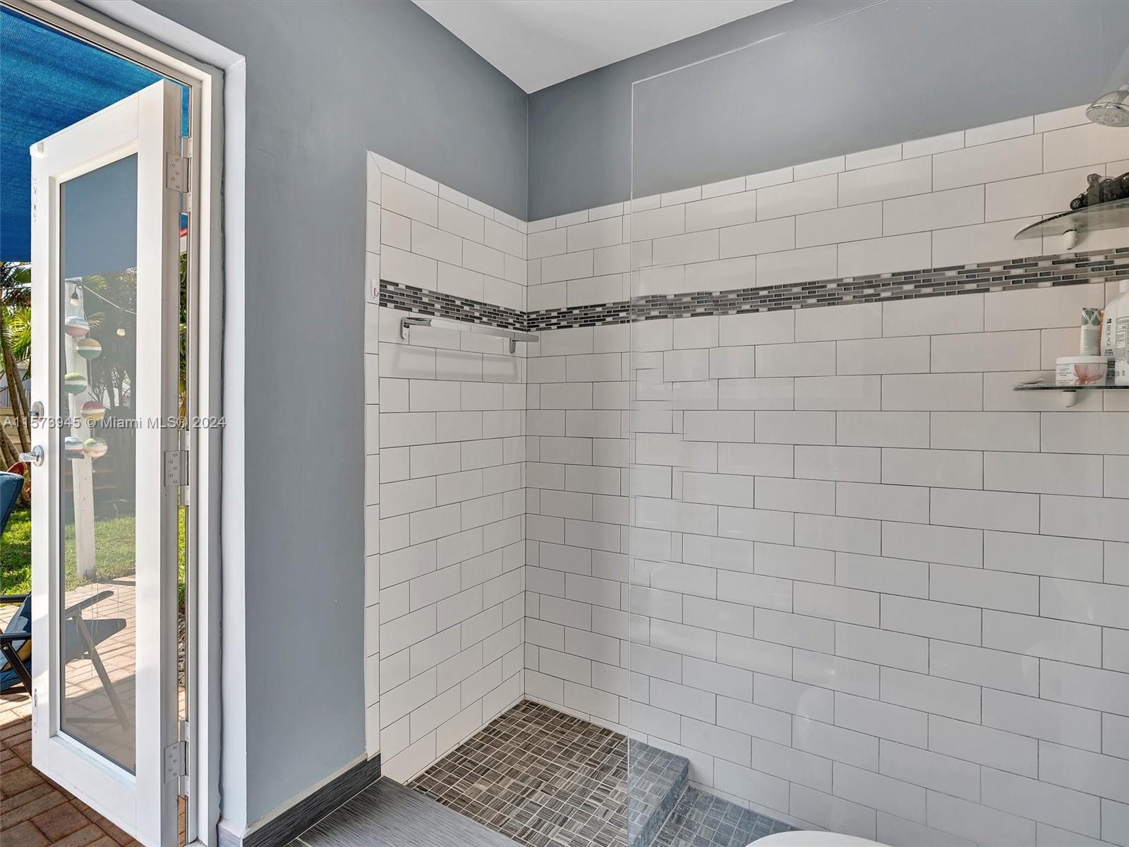 Impact door out to pool area