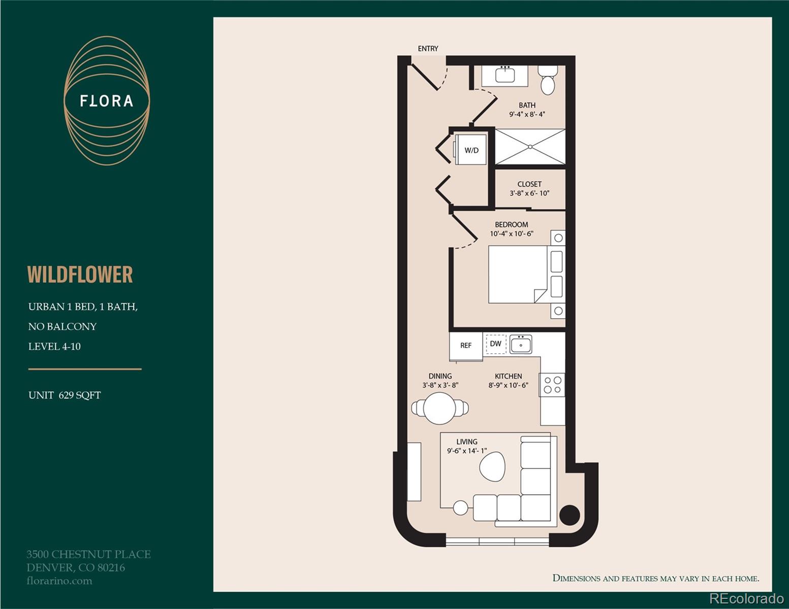 3500 Chestnut Place #709, Denver, CO 80216, 1 Bedroom Bedrooms, ,1 BathroomBathrooms,Rental,For Rent,FLORA,Chestnut,REC3145662